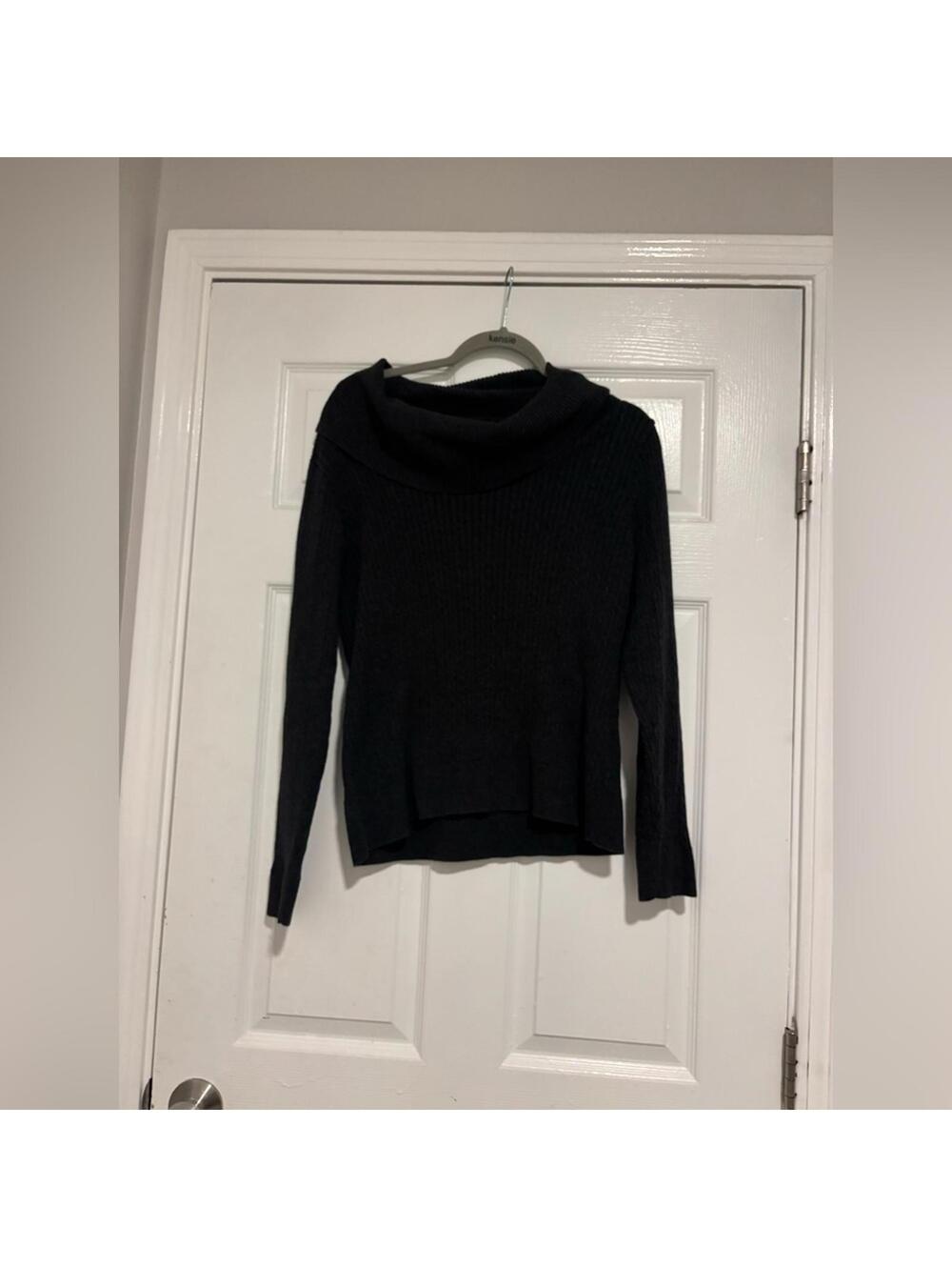 Dalia Black Long Sleeve Sweater with Cowl Neck, Size XL